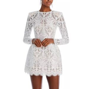 NWT BRONX & BANCO Structured Casey Lace Fit & Flare Scalloped Hem Mini Dress M